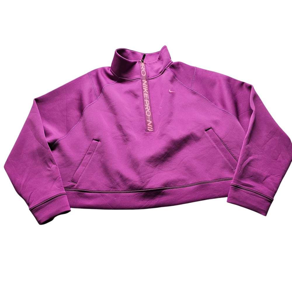 Nike Pro Quarter-Zip Pullover Womens 2XL Purple Training Cropped DQ5575-503